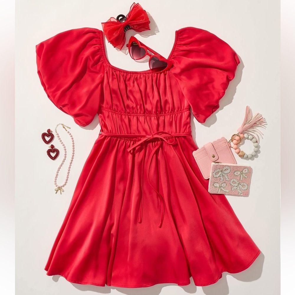 NEW Francesca’s Stephanie Puff sleeve satin mini dress S